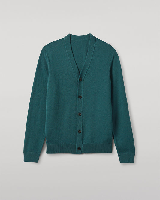JOHNSTONS OF ELGIN MENS RORY VEE NECK CLASSIC CARDIGAN GREEN 100% CASHMERE KAP05576SC4720