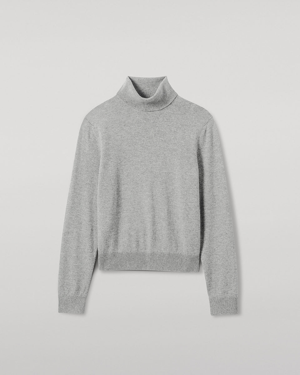 Johnstons of Elgin AW25 Women's Knitwear Light Grey Classic Cashmere Roll Neck KAP05584HA0308