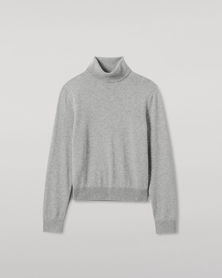 Johnstons of Elgin AW25 Women's Knitwear Light Grey Classic Cashmere Roll Neck KAP05584HA0308