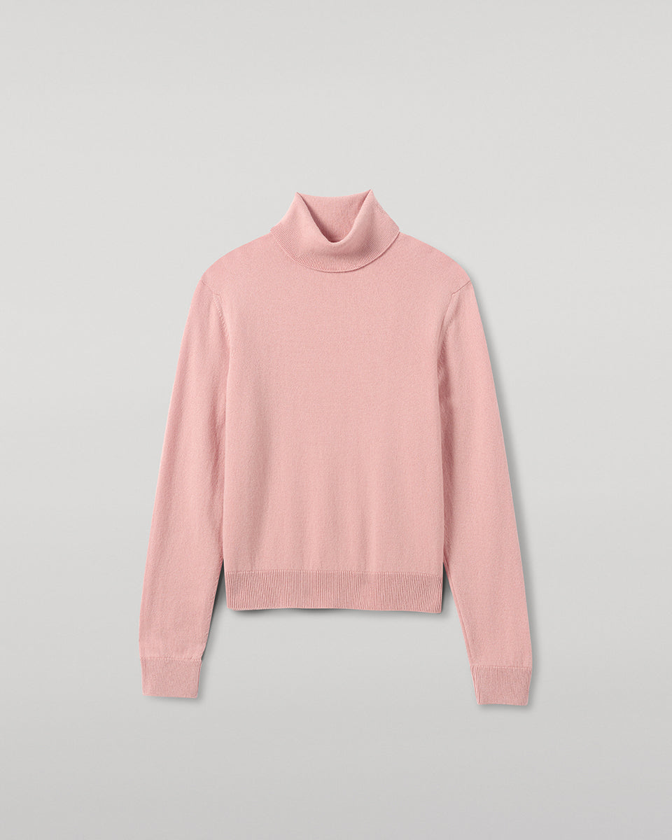 Johnstons of Elgin AW25 Women's Knitwear Nude Classic Cashmere Pink Roll Neck Jumper KAP05584SE0740
