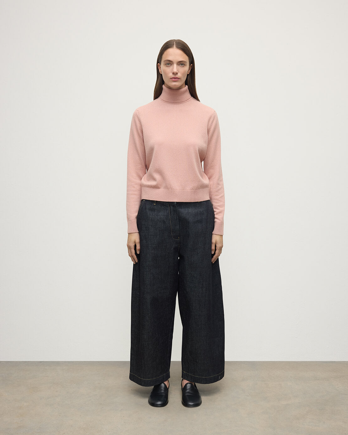 Johnstons of Elgin AW25 Women's Knitwear Nude Classic Cashmere Pink Roll Neck Jumper KAP05584SE0740