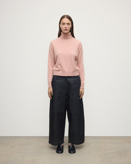Johnstons of Elgin AW25 Women's Knitwear Nude Classic Cashmere Pink Roll Neck Jumper KAP05584SE0740