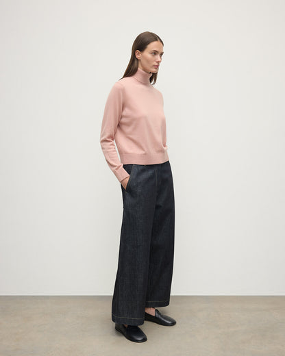 Johnstons of Elgin AW25 Women's Knitwear Nude Classic Cashmere Pink Roll Neck Jumper KAP05584SE0740