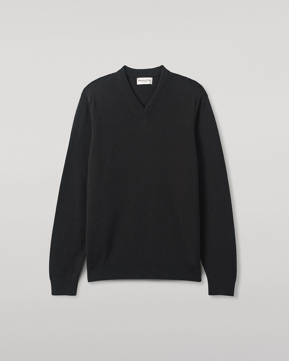 Johnstons of Elgin AW25 Men's Knitwear Icon Classic Cashmere Dark Grey V Neck KAP05594SC7330