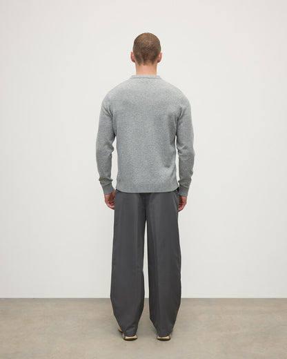 Johnstons of Elgin AW25 Men's Knitwear Light Grey Classic Cashmere Grey V Neck Jumper KAP05594HA0308