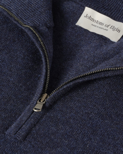 JOHNSTONS OF ELGIN MENS RORY CLASSIC HALF ZIP CLASSIC SWEATER 100% CASHMERE KAP05695HD7350