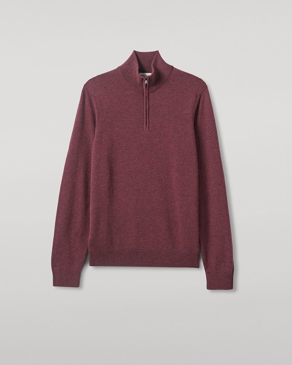 Johnstons of Elgin AW25 Men's Knitwear Damson Classic Cashmere Purple Zip Neck Jumper KAP05695HE7064