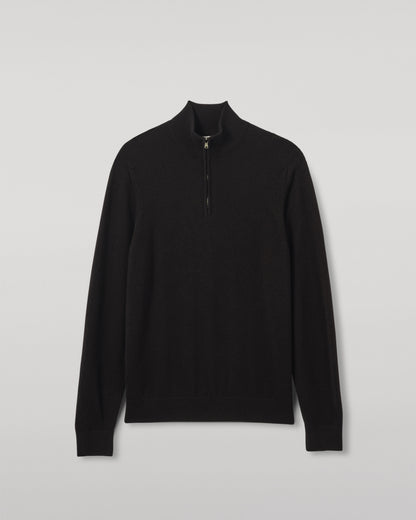 Johnstons of Elgin Men's Knitwear Rory Black Classic Cashmere Black Zip Neck Jumper KAP05695SA7210