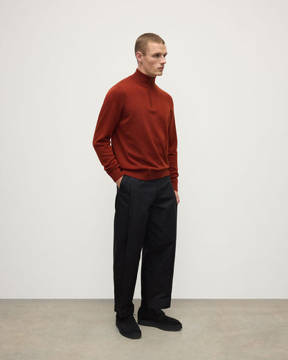 Johnstons of Elgin AW25 Men's Knitwear Oxblood Classic Cashmere Red Zip Neck Jumper KAP05695SG4463