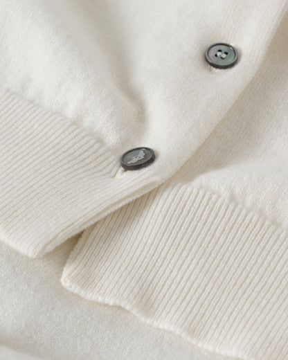 JOHNSTONS OF ELGIN WOMENS IRIS CLASSIC CREW CARDIGAN WHITE 100% CASHMERE KAP05704SA0606