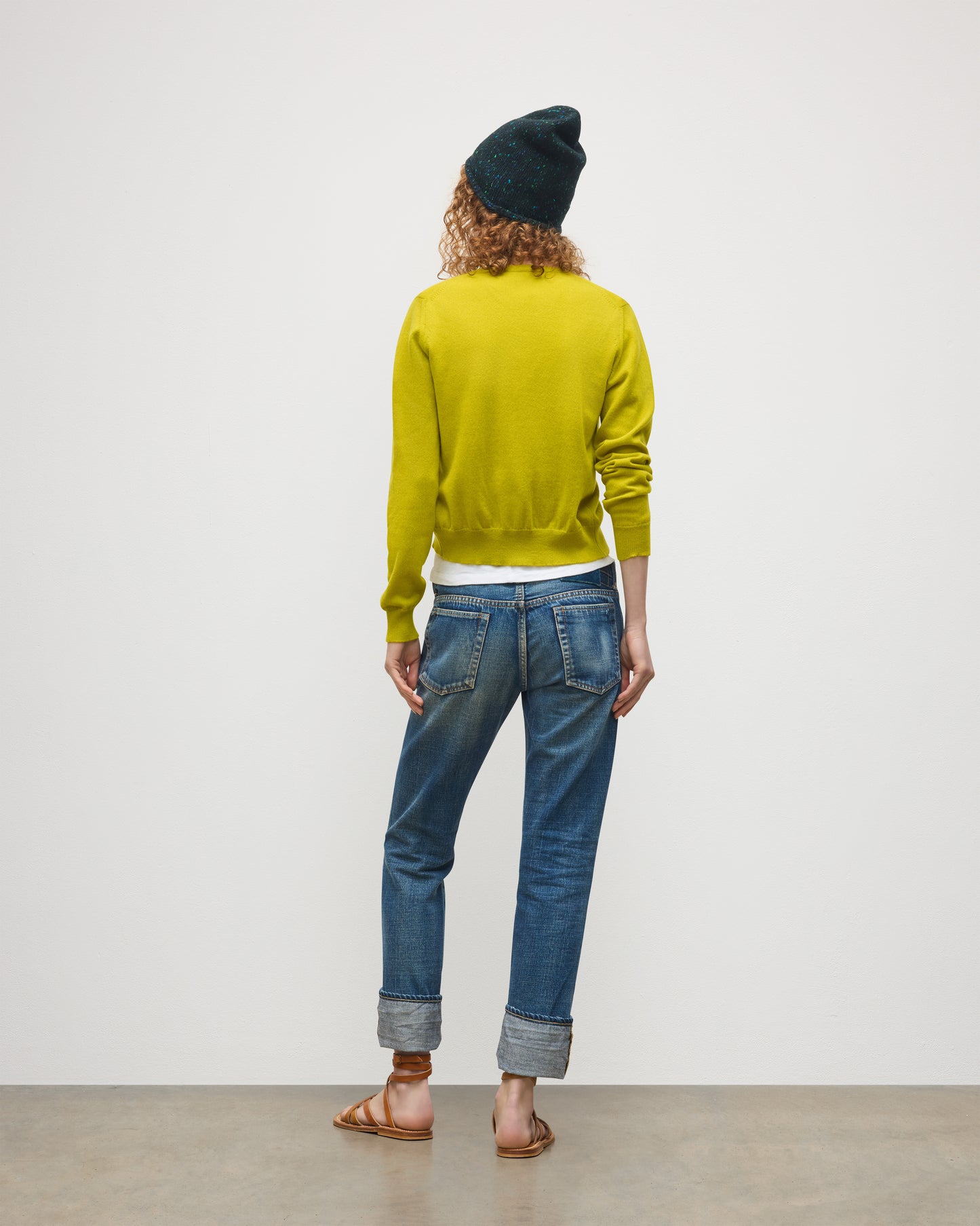 JOHNSTONS OF ELGIN WOMENS IRIS CLASSIC CREW CARDIGAN YELLOW 100% CASHMERE KAP05704SC4716