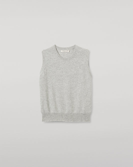 JOHNSTONS OF ELGIN WOMENS IRIS CLASSIC SLEEVELESS CREW GREY 100% CASHMERE KAP05705HA0399