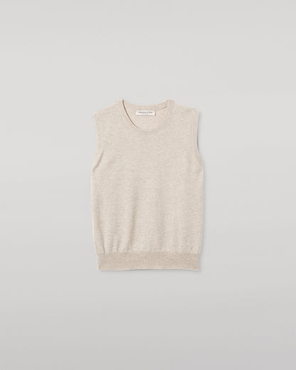 JOHNSTONS OF ELGIN WOMENS IRIS CLASSIC SLEEVELESS CREW NATURAL 100% CASHMERE KAP05705HA0402