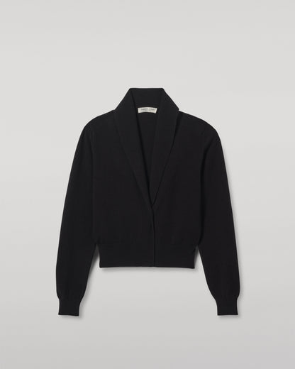 JOHNSTONS OF ELGIN WOMENS CRATHIE SHAWL CARDIGAN BLACK 100% CASHMERE KAP05707SA7210