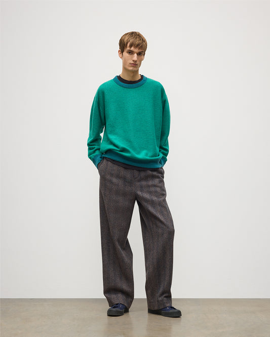 JOHNSTONS OF ELGIN LIDDELL SWEATSHIRT CASHMERE REVERSE TWILL STITCH SWEATSHIRT - 2 PLY GREEN 100% CASHMERE KAP05725Q26376