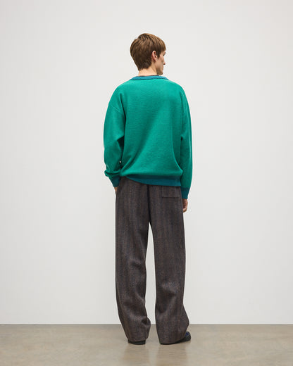 JOHNSTONS OF ELGIN LIDDELL SWEATSHIRT CASHMERE REVERSE TWILL STITCH SWEATSHIRT - 2 PLY GREEN 100% CASHMERE KAP05725Q26376
