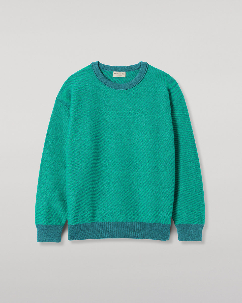 JOHNSTONS OF ELGIN LIDDELL SWEATSHIRT CASHMERE REVERSE TWILL STITCH SWEATSHIRT - 2 PLY GREEN 100% CASHMERE KAP05725Q26376