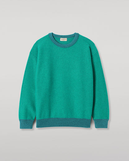 JOHNSTONS OF ELGIN LIDDELL SWEATSHIRT CASHMERE REVERSE TWILL STITCH SWEATSHIRT - 2 PLY GREEN 100% CASHMERE KAP05725Q26376
