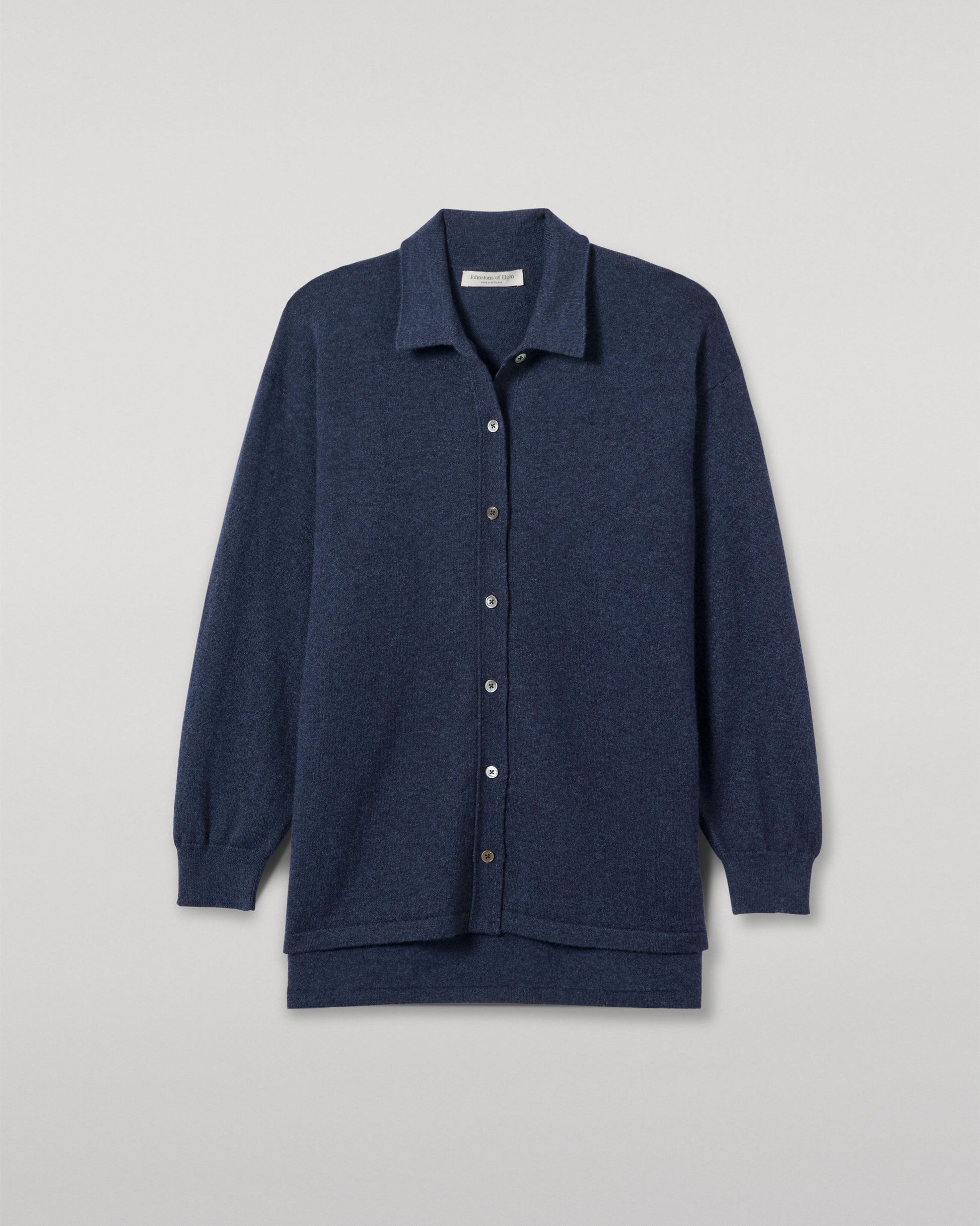 JOHNSTONS OF ELGIN WOMENS MUNRO SHIRT NAVY 100% CASHMERE KAP05765HD7350