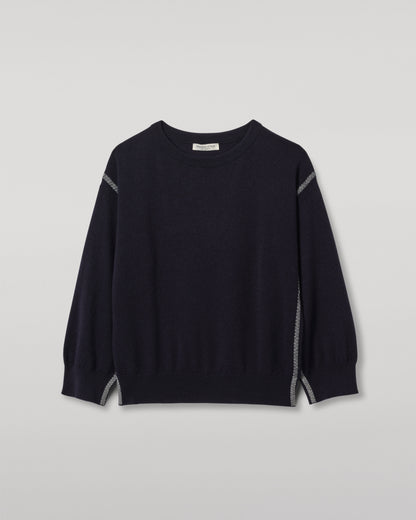 JOHNSTONS OF ELGIN WOMENS TILDA CREW SWEATER NAVY KAP05768Q25971