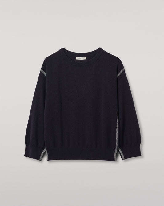 JOHNSTONS OF ELGIN WOMENS TILDA CREW SWEATER NAVY KAP05768Q25971