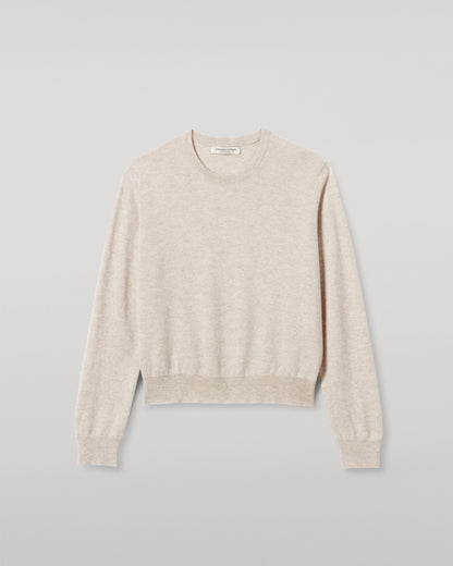 JOHNSTONS OF ELGIN WOMENS LUNAN CLASSIC CREW SWEATER NATURAL KAP05784HA0402