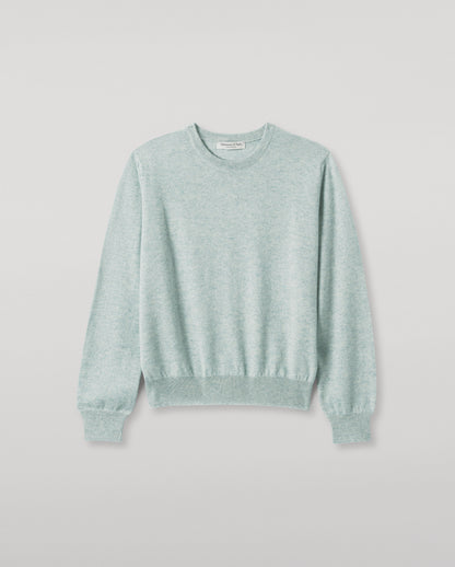 JOHNSTONS OF ELGIN WOMENS LUNAN CLASSIC CREW SWEATER LIGHT GREEN 100% CASHMERE KAP05784HC0047