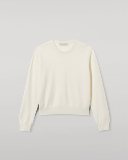 JOHNSTONS OF ELGIN WOMENS LUNAN CLASSIC CREW SWEATER WHITE KAP05784SA0606