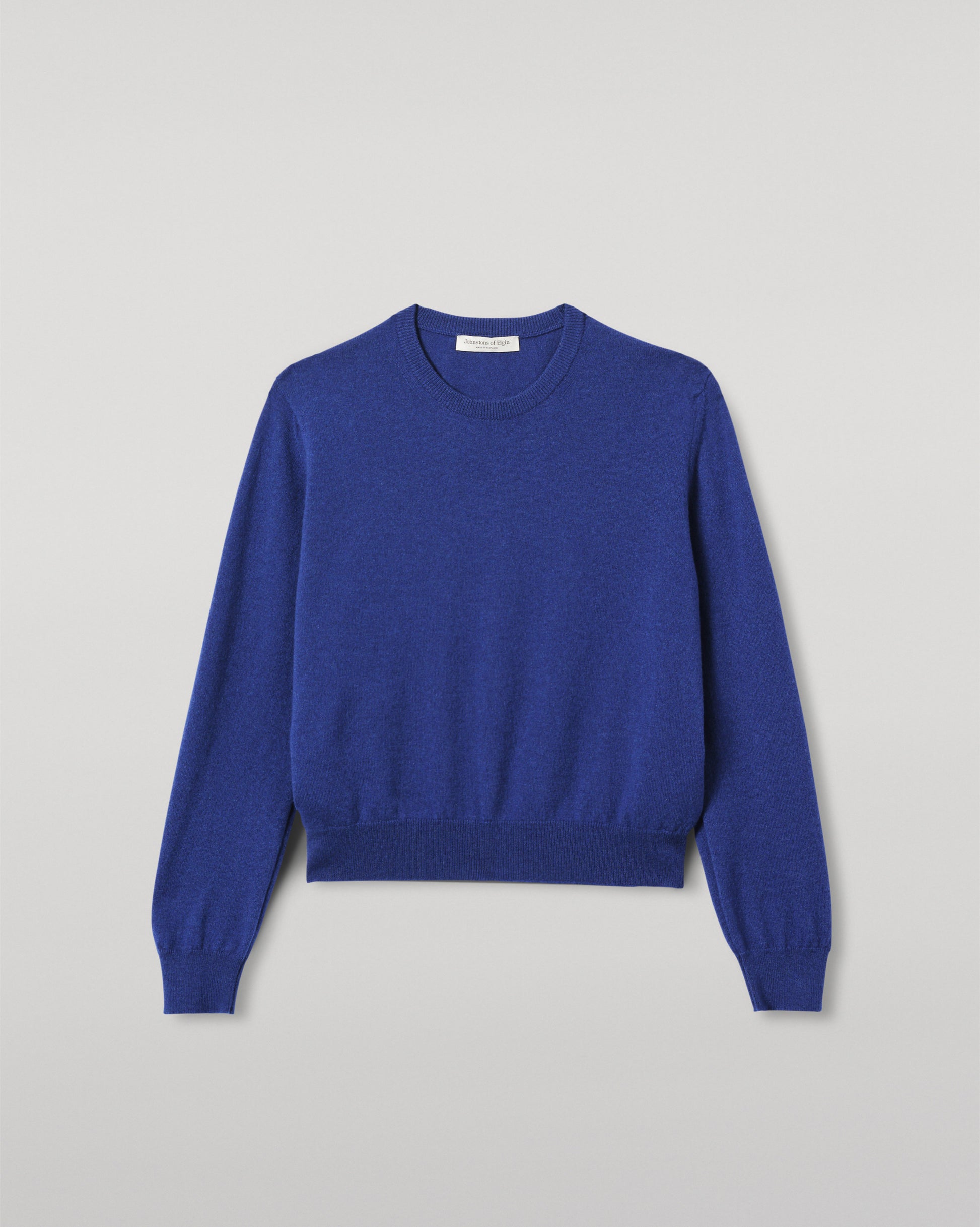 JOHNSTONS OF ELGIN WOMENS LUNAN CLASSIC CREW SWEATER BLUE KAP05784SD5326