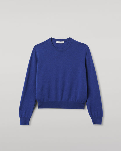 JOHNSTONS OF ELGIN WOMENS LUNAN CLASSIC CREW SWEATER BLUE KAP05784SD5326
