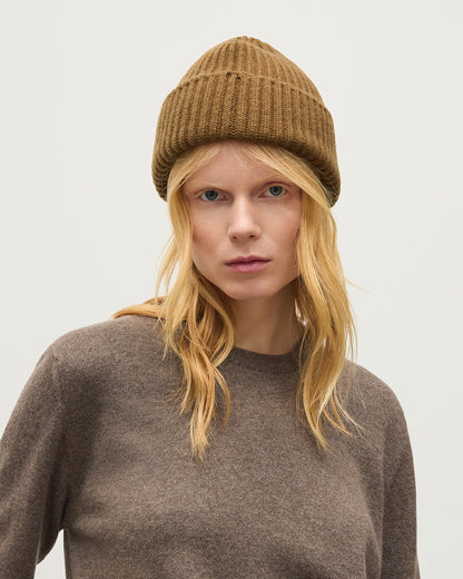 JOHNSTONS OF ELGIN CASHMERE RIBBED LOVAT BEANIE GREEN 100% CASHMERE HAY03614SC4756ONE