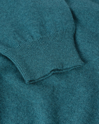 JOHNSTONS OF ELGIN LUNAN VEE SWEATER CLASSIC CASHMERE VEE NECK SWEATER 2 PLY GREEN 100% CASHMERE KAP05807HC4327