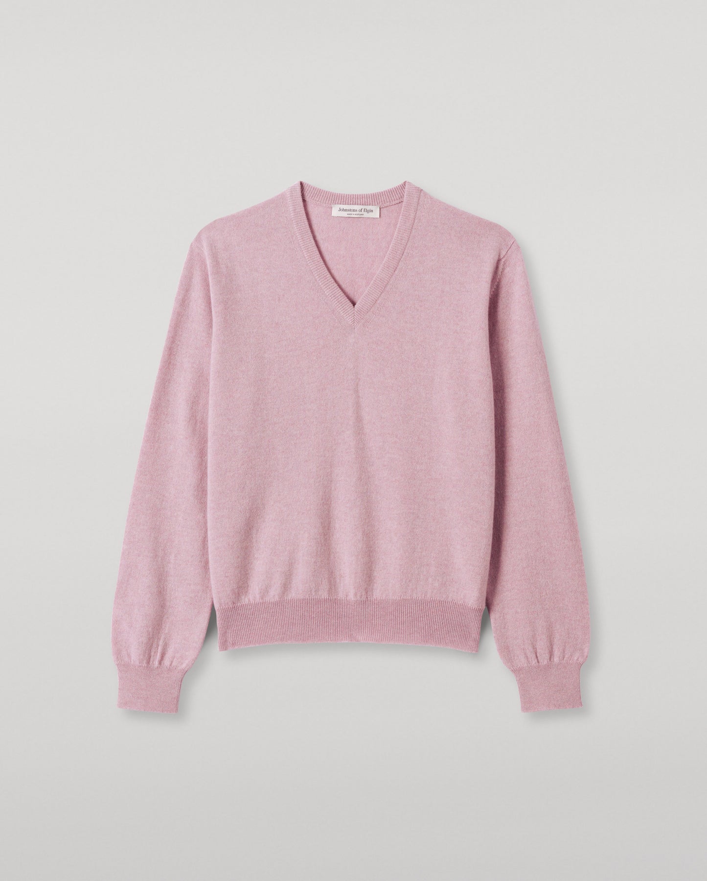 JOHNSTONS OF ELGIN WOMENS LUNAN CLASSIC VEE SWEATER PINK 100% CASHMERE KAP05807HE0071