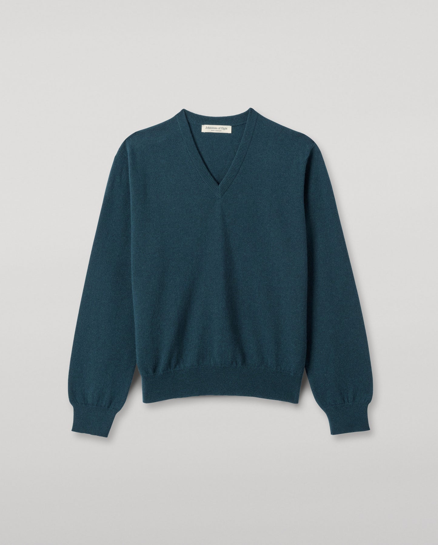 JOHNSTONS OF ELGIN WOMENS LUNAN CLASSIC VEE SWEATER BOTTLE GREEN 100% CASHMERE KAP05807SC7341