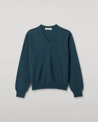 JOHNSTONS OF ELGIN WOMENS LUNAN CLASSIC VEE SWEATER BOTTLE GREEN 100% CASHMERE KAP05807SC7341