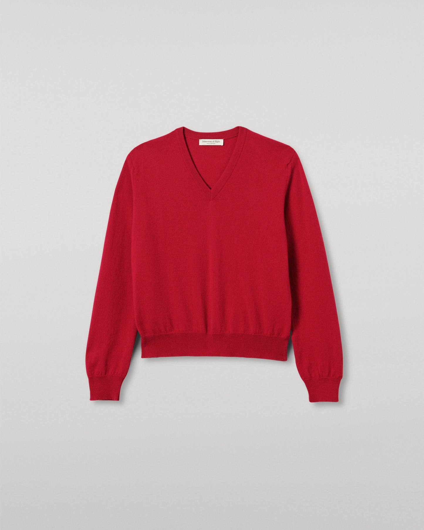 JOHNSTONS OF ELGIN WOMENS LUNAN CLASSIC VEE SWEATER RED 100% CASHMERE KAP05807SE5325