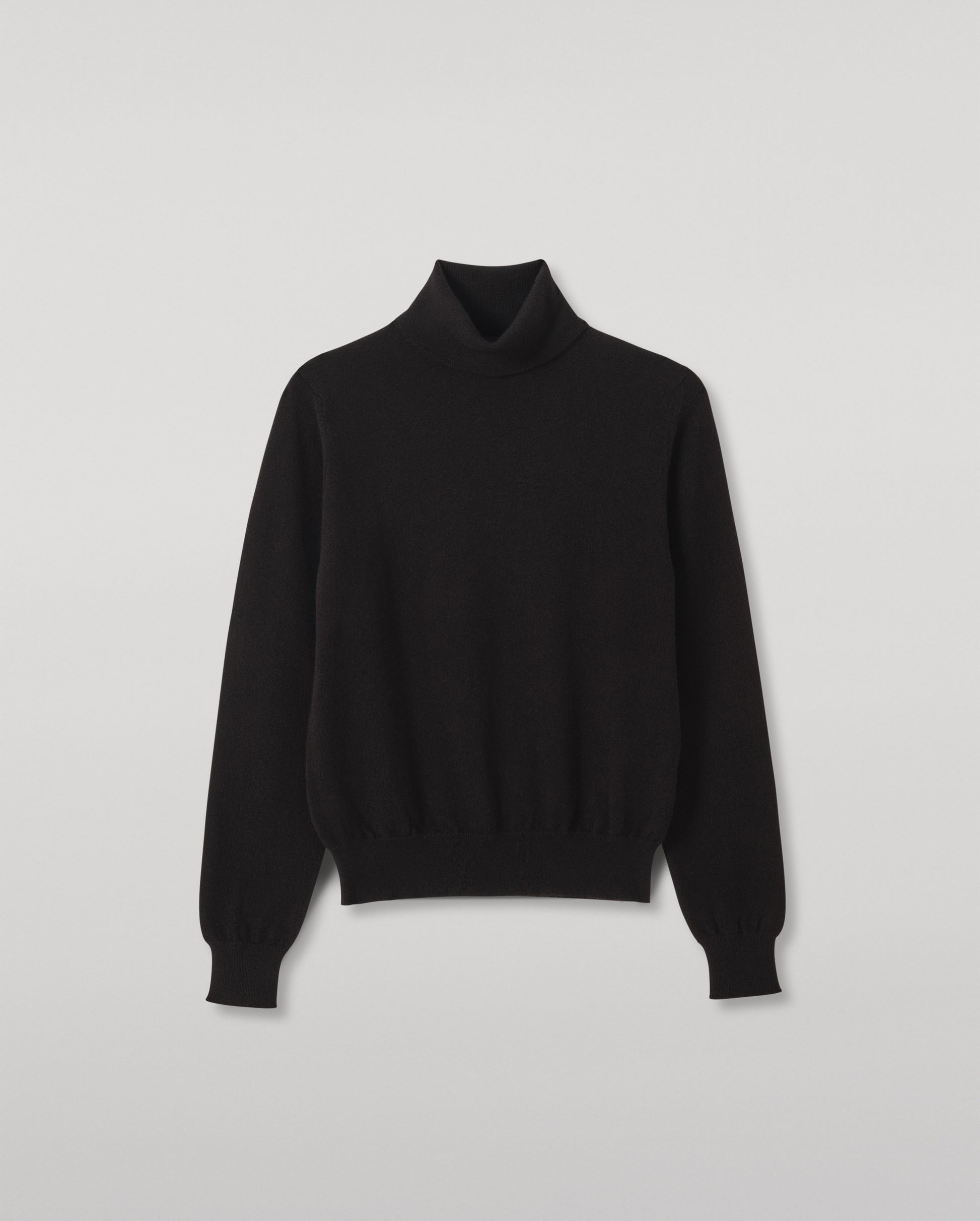 JOHNSTONS OF ELGIN IRIS ROLL NECK SWEATER PETITE CASHMERE ROLL NECK SWEATER - 2 PLY BLACK 100% CASHMERE KAP05952SA7210