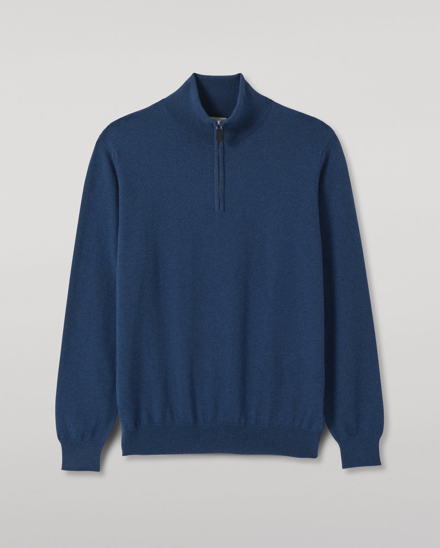 JOHNSTONS OF ELGIN REUBEN HALF ZIP SWEATER CASHMERE ZIP NECK SWEATER - 2 PLY BLUE 100% CASHMERE KAP05961SD5369