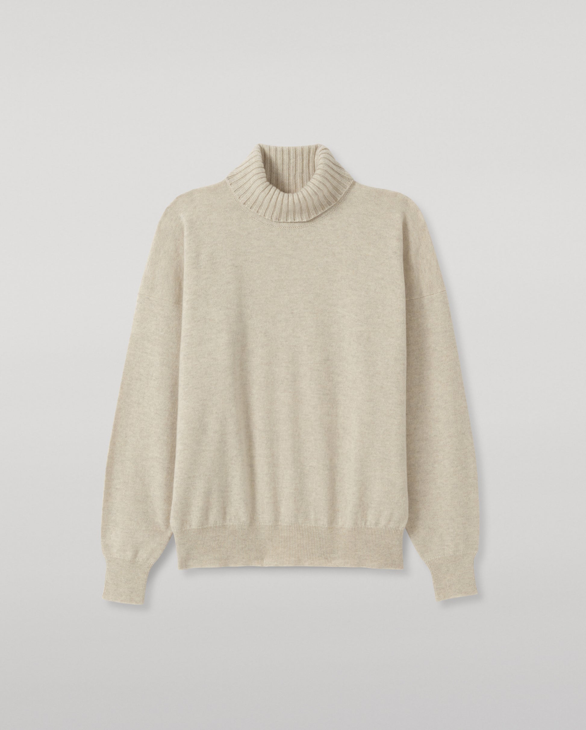 JOHNSTONS OF ELGIN JESSIE ROLL NECK SWEATER CASHMERE ROLL NECK SWEATER WITH EXPOSED SEAM DETAIL & CENTRE BACK SPLIT - 2 PLY NATURAL 100% CASHMERE KAP05987Q26372