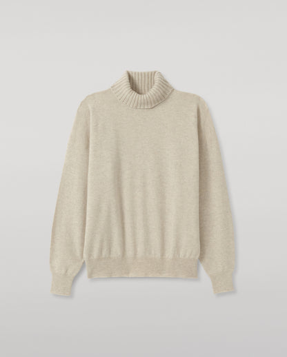 JOHNSTONS OF ELGIN JESSIE ROLL NECK SWEATER CASHMERE ROLL NECK SWEATER WITH EXPOSED SEAM DETAIL & CENTRE BACK SPLIT - 2 PLY NATURAL 100% CASHMERE KAP05987Q26372