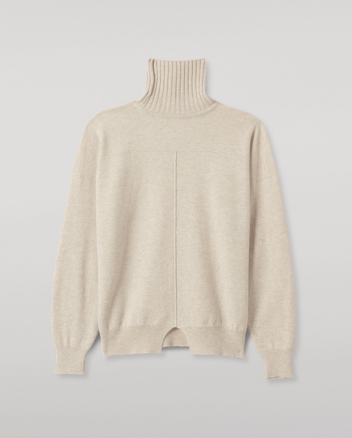 JOHNSTONS OF ELGIN JESSIE ROLL NECK SWEATER CASHMERE ROLL NECK SWEATER WITH EXPOSED SEAM DETAIL & CENTRE BACK SPLIT - 2 PLY NATURAL 100% CASHMERE KAP05987Q26372