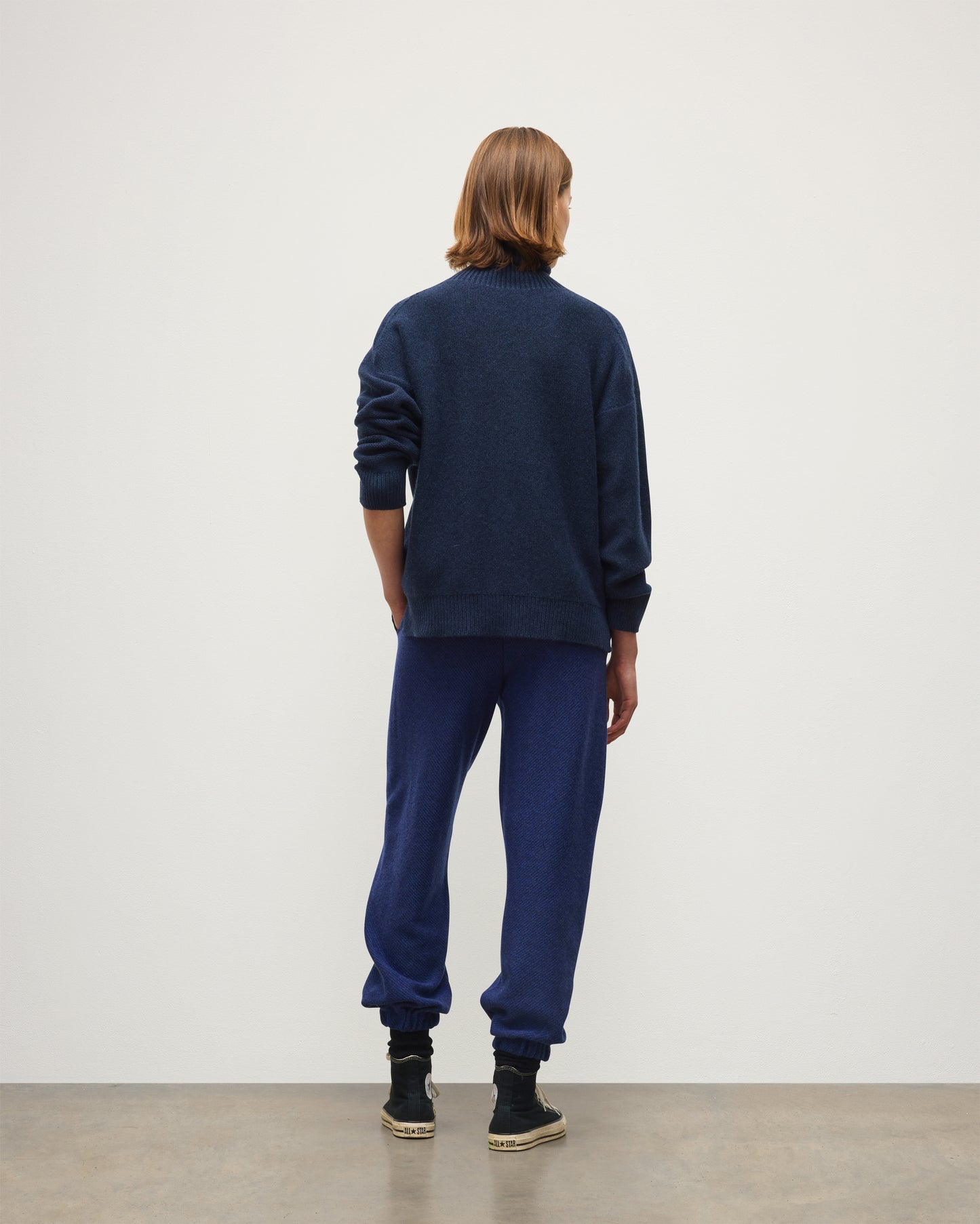 JOHNSTONS OF ELGIN REEL PANTS CASHMERE TWILL STITCH PANTS WITH SIDE POCKETS - 2 PLY GREY & BLUE 100% CASHMERE KAP05994Q26339