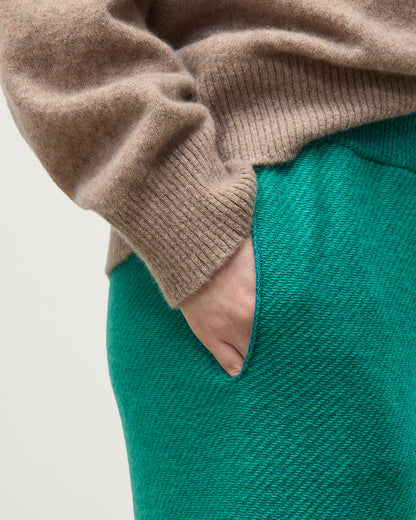 JOHNSTONS OF ELGIN REEL PANTS CASHMERE TWILL STITCH PANTS WITH SIDE POCKETS - 2 PLY GREEN 100% CASHMERE KAP05994Q26341