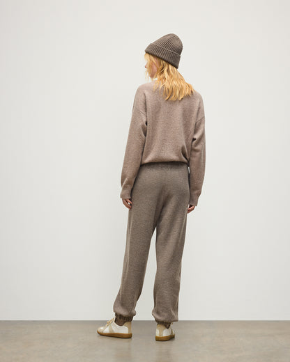 JOHNSTONS OF ELGIN REEL PANTS CASHMERE TWILL STITCH PANTS WITH SIDE POCKETS - 2 PLY BROWN 100% CASHMERE KAP05994Q26342
