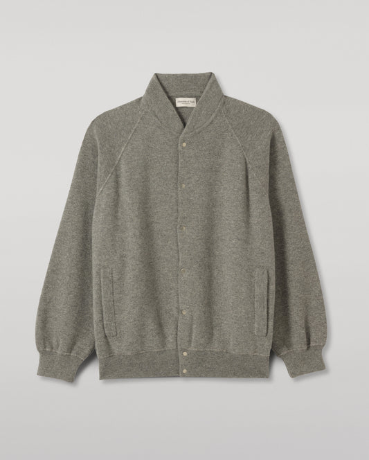 JOHNSTONS OF ELGIN KEPPIE BOMBER JACKET CASHMERE MILANO STITCH BOMBER JACKET - 2 PLY GREY 100% CASHMERE KAP06008HA0400
