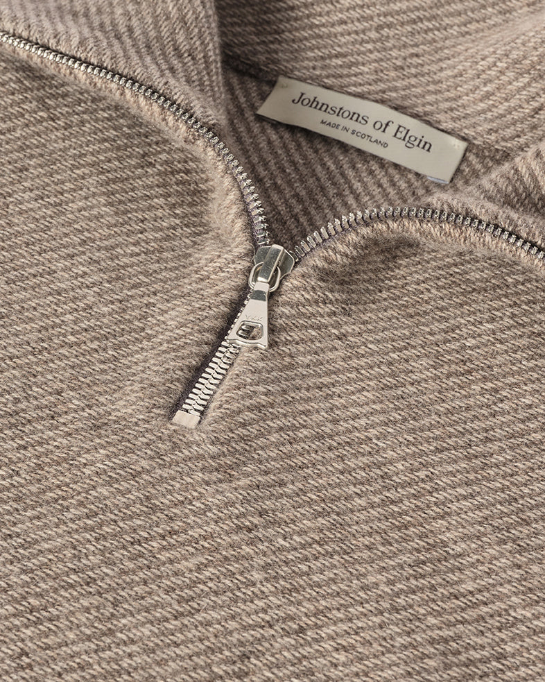 Reel Brown Cashmere Half Zip Jumper