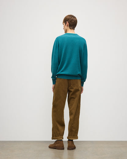 JOHNSTONS OF ELGIN REUBEN CREW CASHMERE CREW NECK SWEATER - 2 PLY GREEN 100% CASHMERE KAP06051HC4327