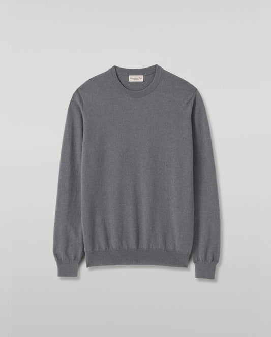 JOHNSTONS OF ELGIN REUBEN CREW CASHMERE CREW NECK SWEATER - 2 PLY GREY 100% CASHMERE KAP06051SA7216
