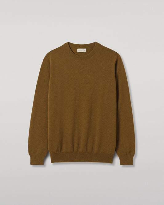 JOHNSTONS OF ELGIN REUBEN CREW CASHMERE CREW NECK SWEATER - 2 PLY GREEN 100% CASHMERE KAP06051SC4756