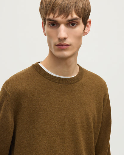 JOHNSTONS OF ELGIN REUBEN CREW CASHMERE CREW NECK SWEATER - 2 PLY GREEN 100% CASHMERE KAP06051SC4756S